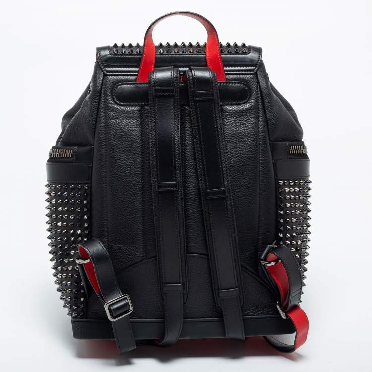 Pre Owned Christian Louboutin Black/Red Leather and Rubber Explorafunk Backpack