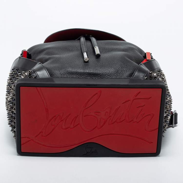 Pre Owned Christian Louboutin Black/Red Leather and Rubber Explorafunk Backpack