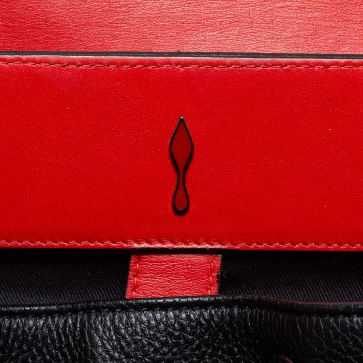 Pre Owned Christian Louboutin Black/Red Leather and Rubber Explorafunk Backpack