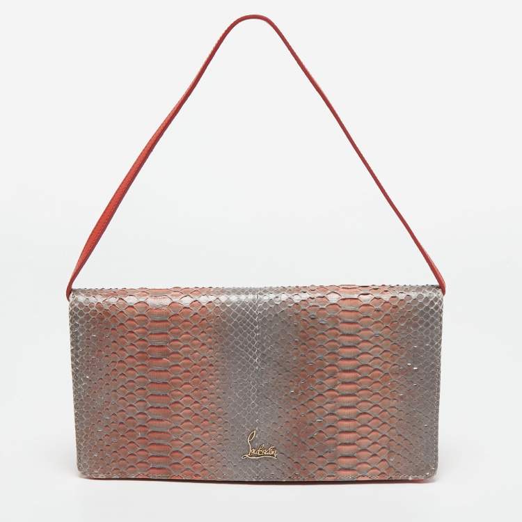Pre Owned Christian Louboutin Ombre Orange Python Envelope Clutch