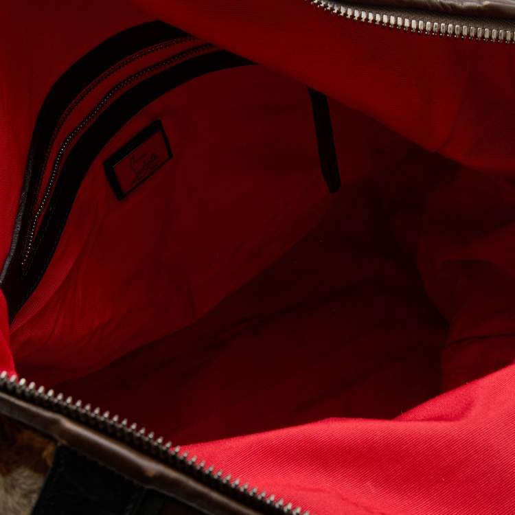 Pre Owned Christian Louboutin Multicolor Calf Hair and Leather Top Zip Tote