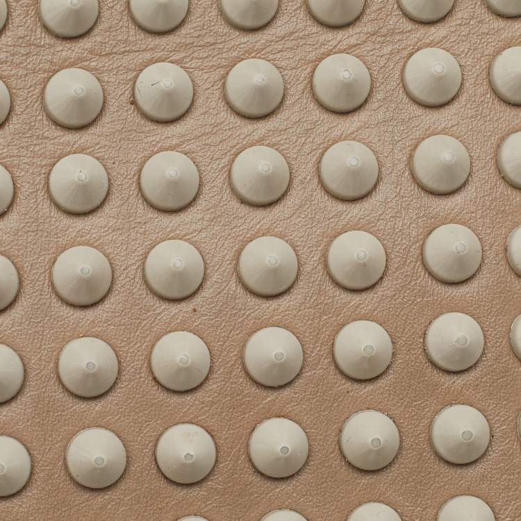 Pre Owned Christian Louboutin Beige Leather Spiked Bifold Wallet