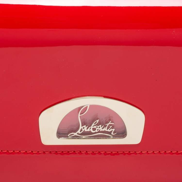 Pre Owned Christian Louboutin Red Patent Leather Vero Dodat Chain Clutch 