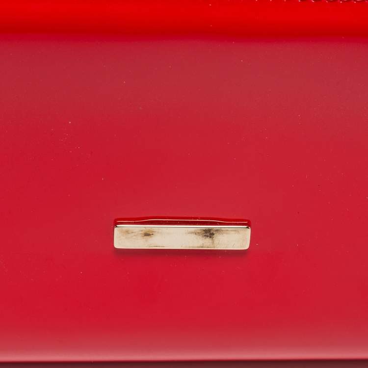 Pre Owned Christian Louboutin Red Patent Leather Vero Dodat Chain Clutch 