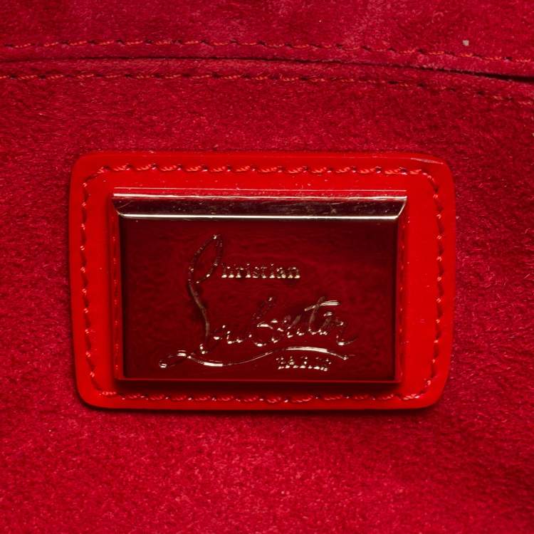 Pre Owned Christian Louboutin Red Patent Leather Vero Dodat Chain Clutch 