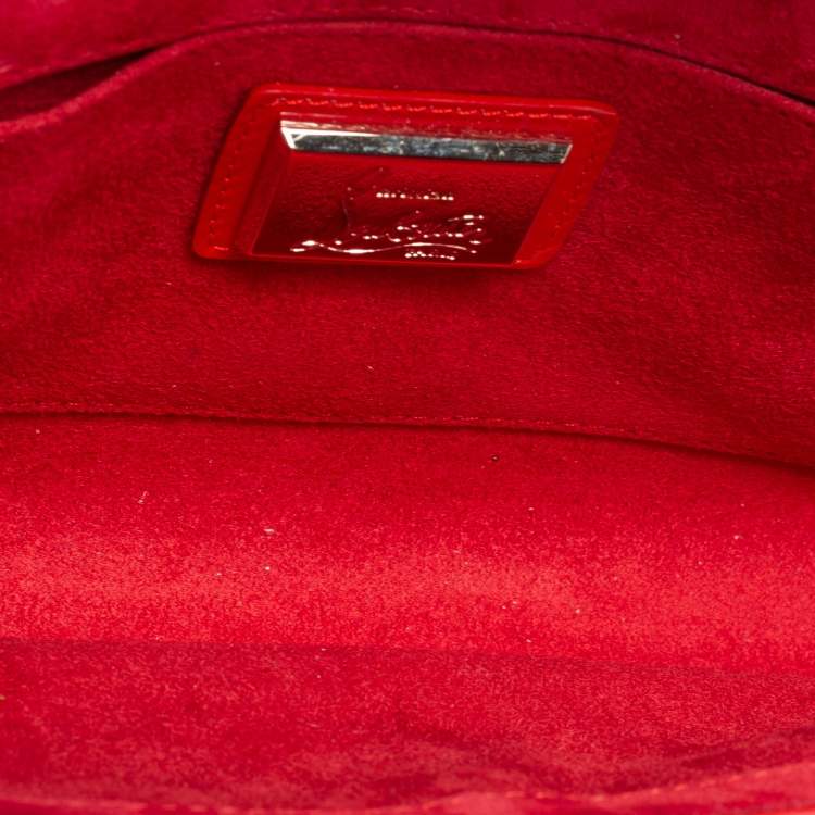 Pre Owned Christian Louboutin Red Patent Leather Vero Dodat Chain Clutch 