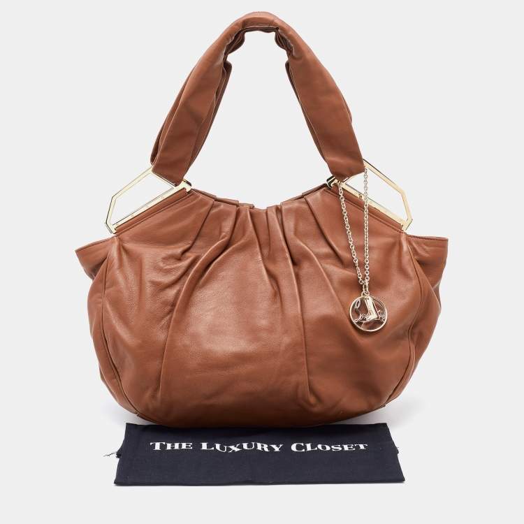 Pre Owned Christian Louboutin Brown Leather Shoulder Bag