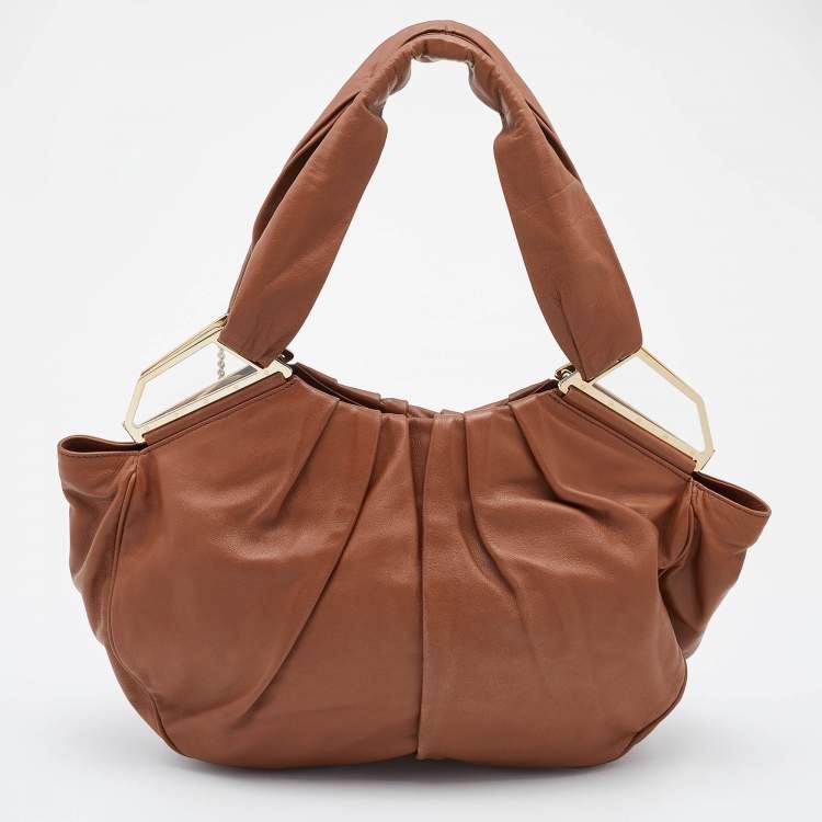 Pre Owned Christian Louboutin Brown Leather Shoulder Bag