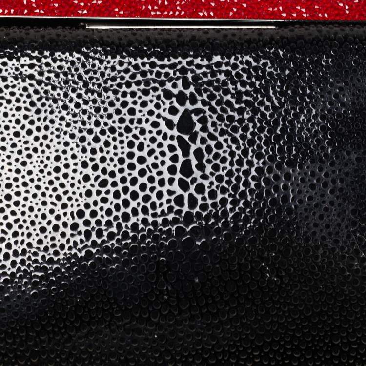 Pre Owned  Christian Louboutin Black Patent Leather Small Vanite Chain Clutch