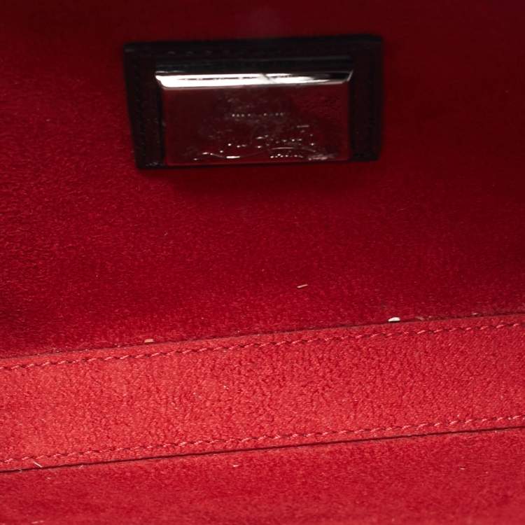 Pre Owned  Christian Louboutin Black Patent Leather Small Vanite Chain Clutch