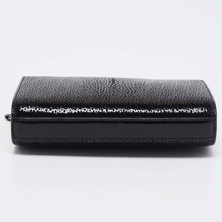 Pre Owned  Christian Louboutin Black Patent Leather Small Vanite Chain Clutch
