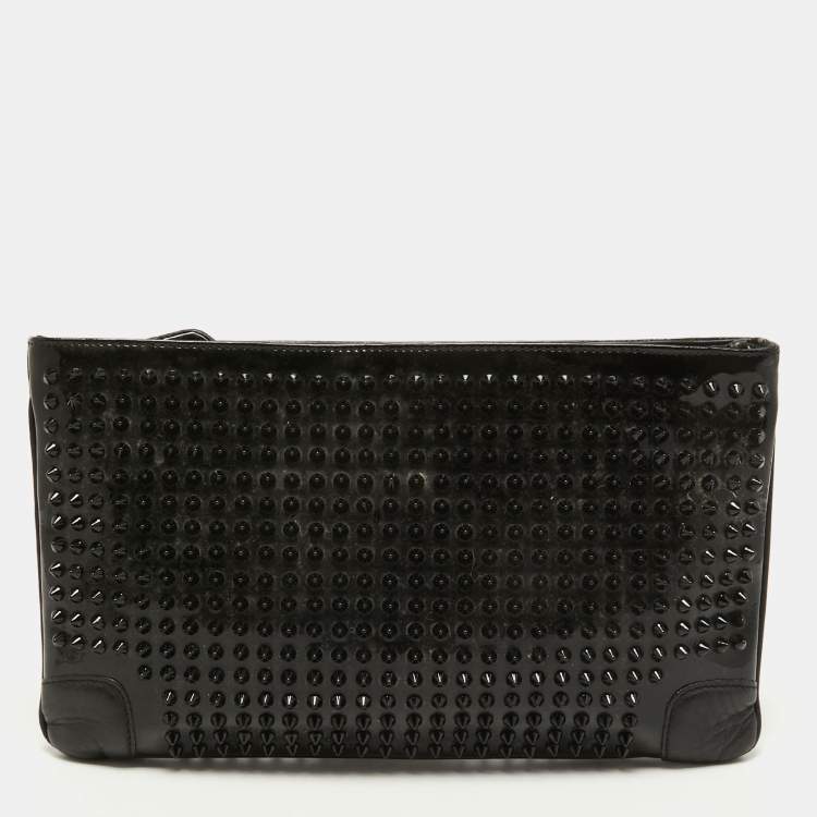Christian Louboutin Black Patent and Leather Spike Zip Pouch Christian  Louboutin | The Luxury Closet