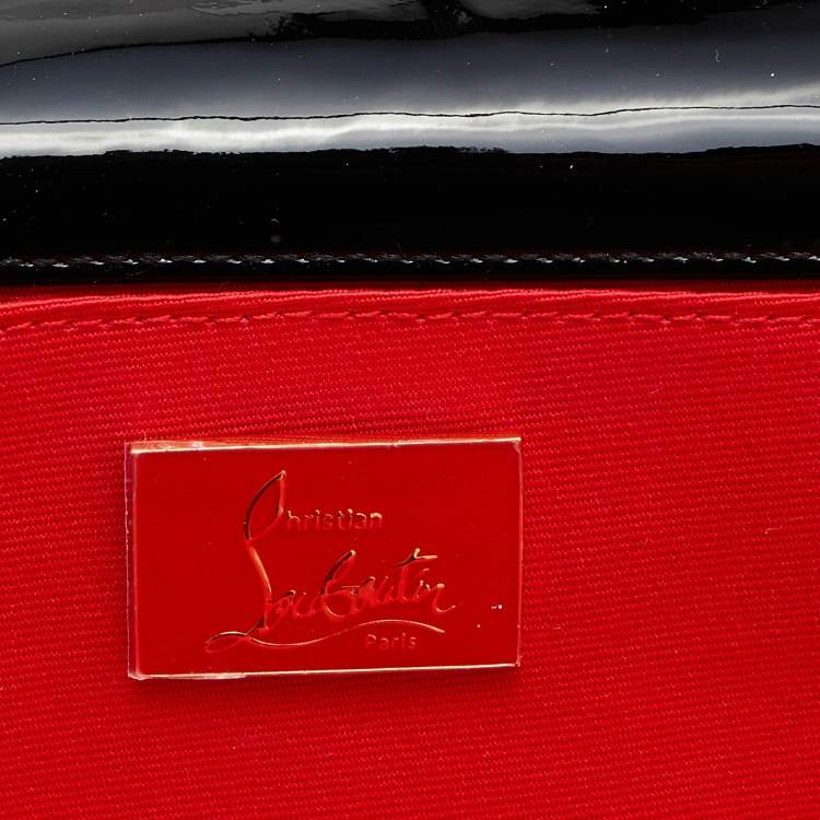 Pre Owned Christian Louboutin Black Patent Leather Pigalle Spikes Flap Clutch