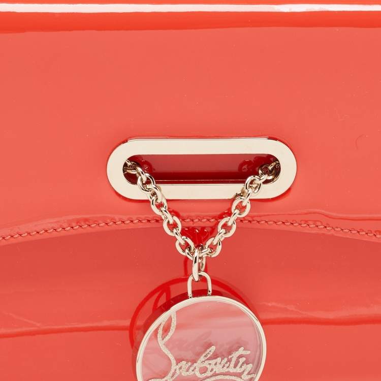 Pre Owned Christian Louboutin Orange Patent Leather Riviera Clutch