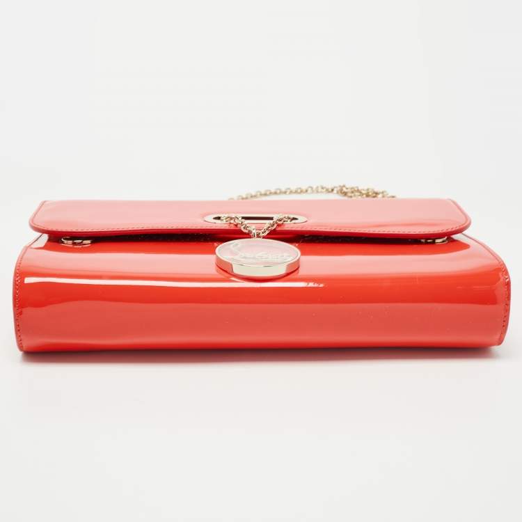Pre Owned Christian Louboutin Orange Patent Leather Riviera Clutch
