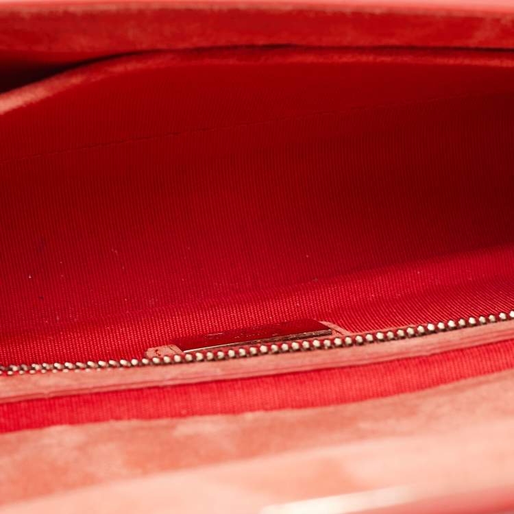 Pre Owned Christian Louboutin Orange Patent Leather Riviera Clutch