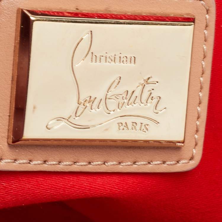 Pre Owned Christian Louboutin Beige Leather Triloubi Spiked Shoulder Bag