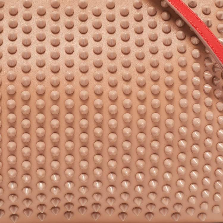 Pre Owned Christian Louboutin Beige Leather Triloubi Spiked Shoulder Bag