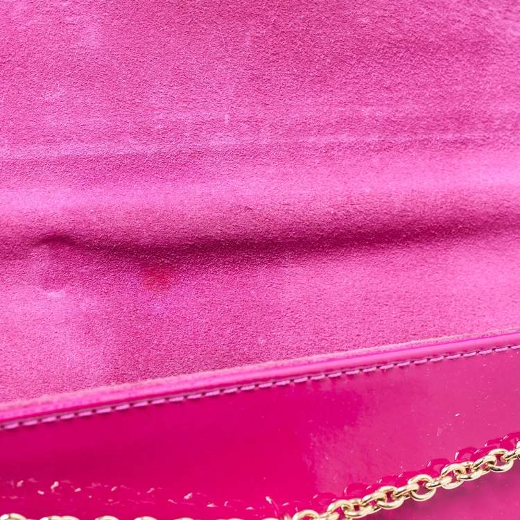 Pre Owned Christian Louboutin Dark Pink Patent Leather Riviera Clutch Bag