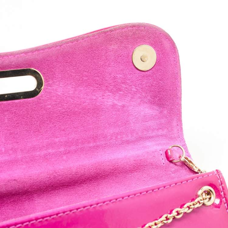 Pre Owned Christian Louboutin Dark Pink Patent Leather Riviera Clutch Bag