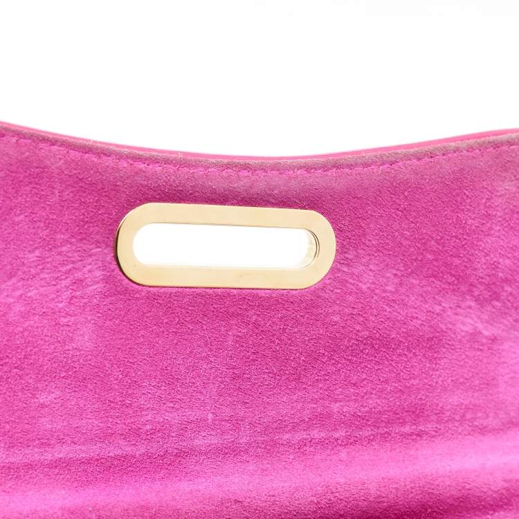 Pre Owned Christian Louboutin Dark Pink Patent Leather Riviera Clutch Bag
