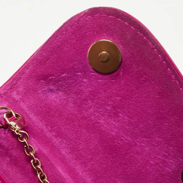 Pre Owned Christian Louboutin Dark Pink Patent Leather Riviera Clutch Bag