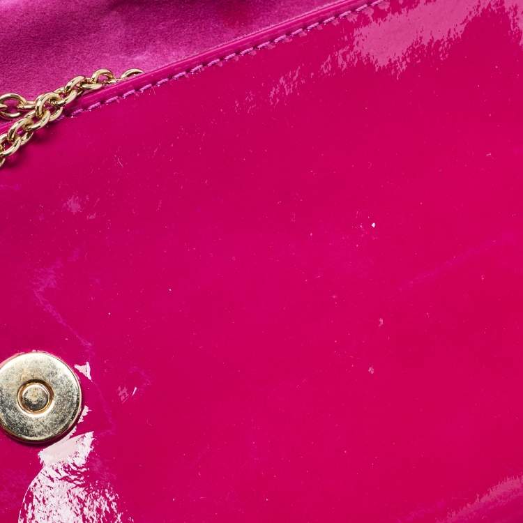 Pre Owned Christian Louboutin Dark Pink Patent Leather Riviera Clutch Bag