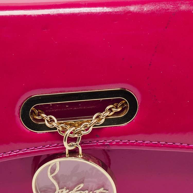 Pre Owned Christian Louboutin Dark Pink Patent Leather Riviera Clutch Bag