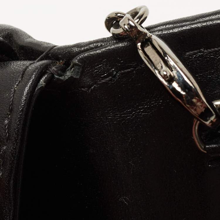 Pre Owned Christian Louboutin Black/Beige Tiger Print Raffia and Leather Riviera Chain Clutch