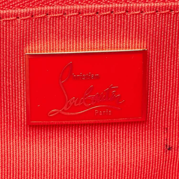 Pre Owned Christian Louboutin Black/Beige Tiger Print Raffia and Leather Riviera Chain Clutch