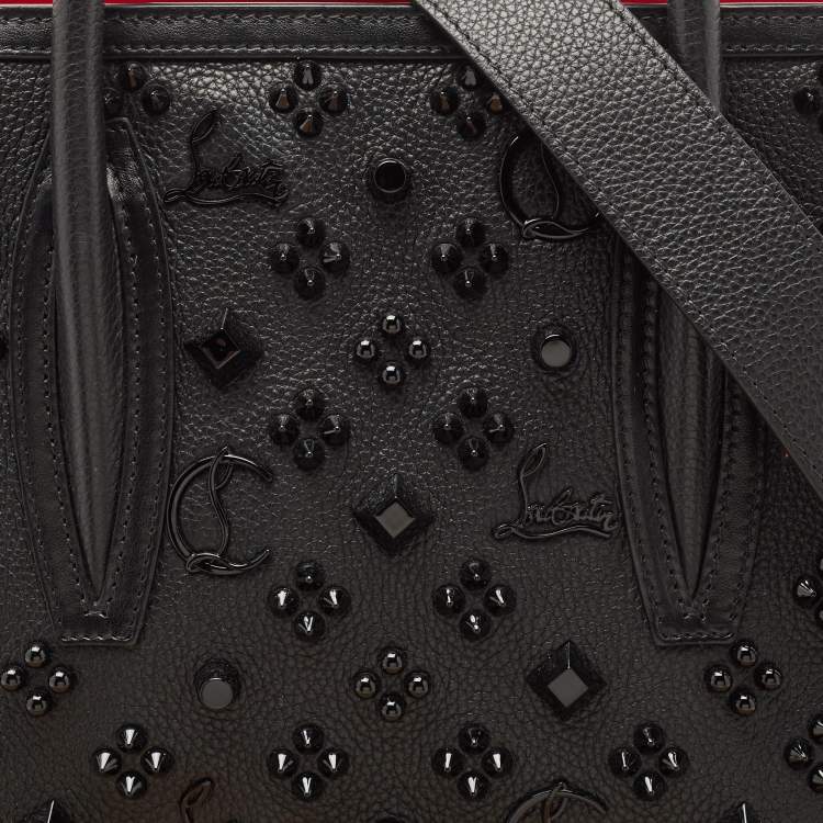 Pre Owned Christian Louboutin Black/Red Leather Medium Spike Paloma Tote