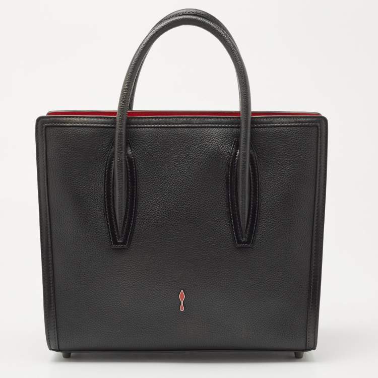 Pre Owned Christian Louboutin Black/Red Leather Medium Spike Paloma Tote