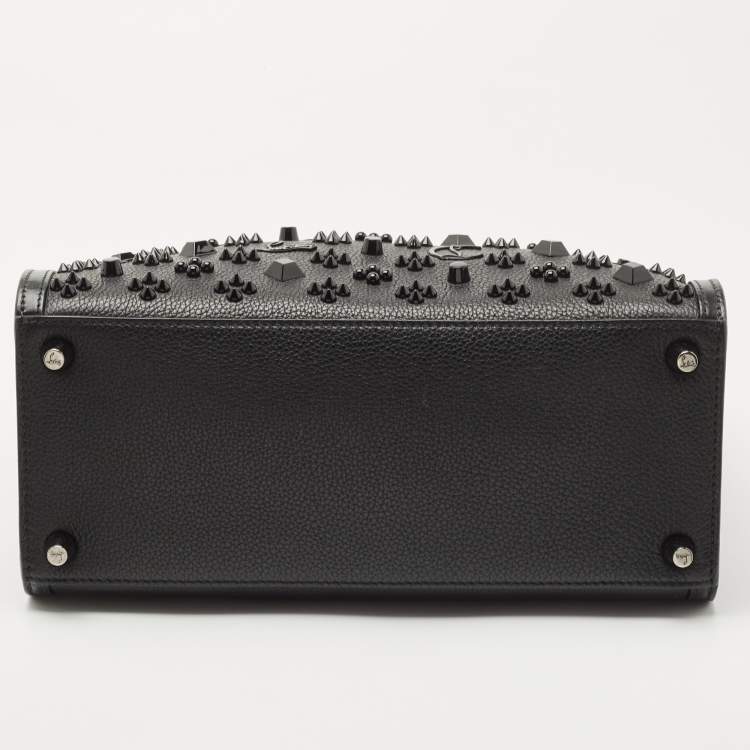 Pre Owned Christian Louboutin Black/Red Leather Medium Spike Paloma Tote
