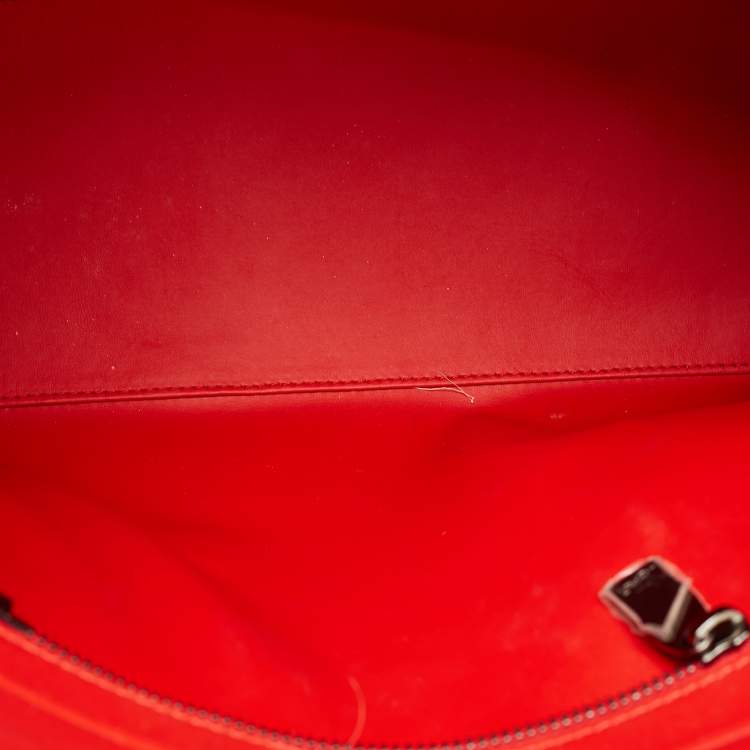 Pre Owned Christian Louboutin Black/Red Leather Medium Spike Paloma Tote