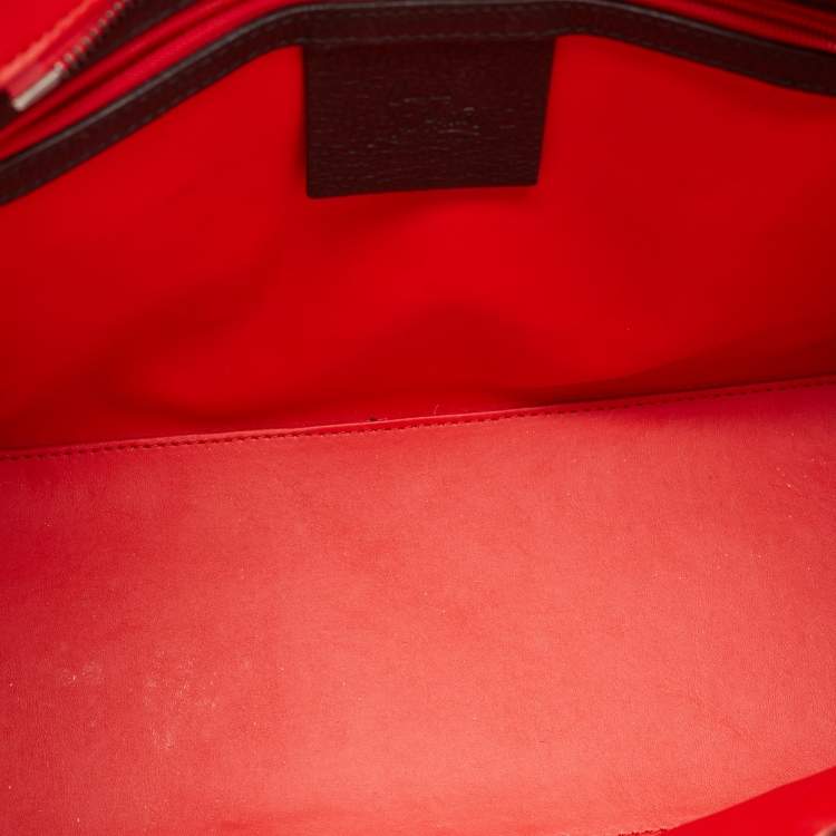 Pre Owned Christian Louboutin Black/Red Leather Medium Spike Paloma Tote