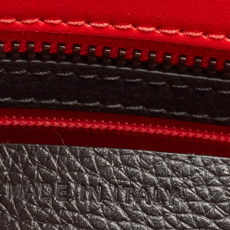 Pre Owned Christian Louboutin Black/Red Leather Medium Spike Paloma Tote