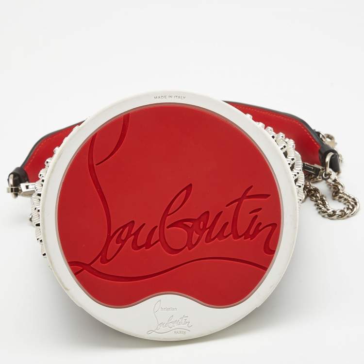 Pre Owned Christian Louboutin Black Satin Studded Marie Jane Bucket Bag