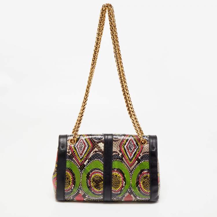 Pre Owned Christian Louboutin Multicolor Python Sweet Charity Shoulder Bag