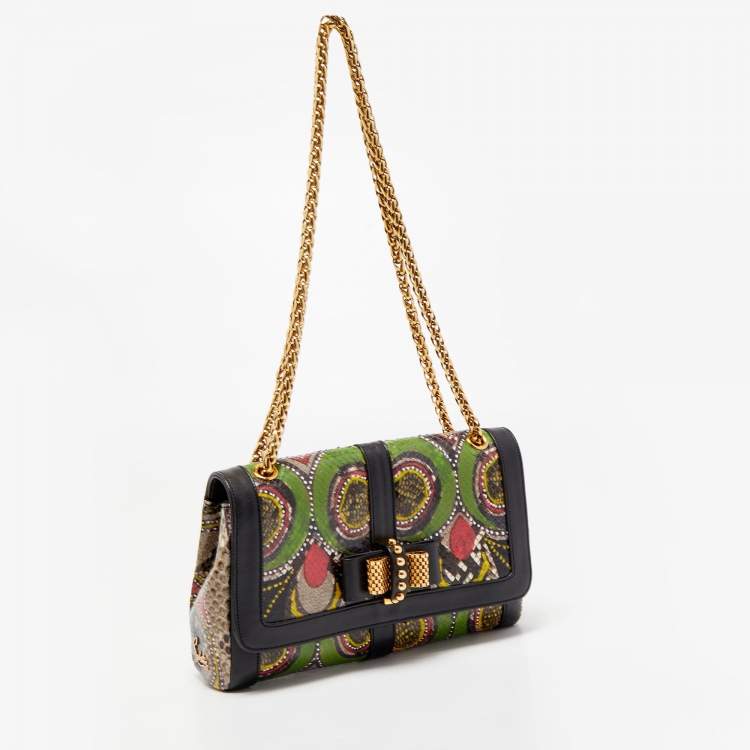 Pre Owned Christian Louboutin Multicolor Python Sweet Charity Shoulder Bag