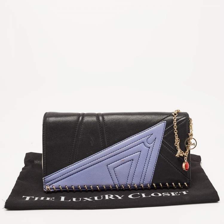 Pre Owned Christian Louboutin Multicolor Leather Spiral Detail Flap Clutch