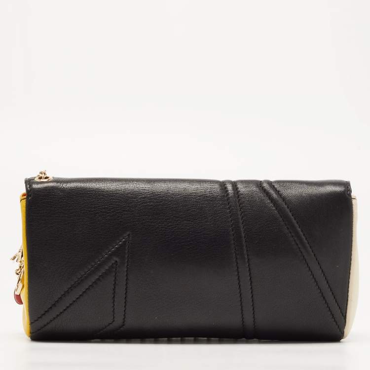 Pre Owned Christian Louboutin Multicolor Leather Spiral Detail Flap Clutch