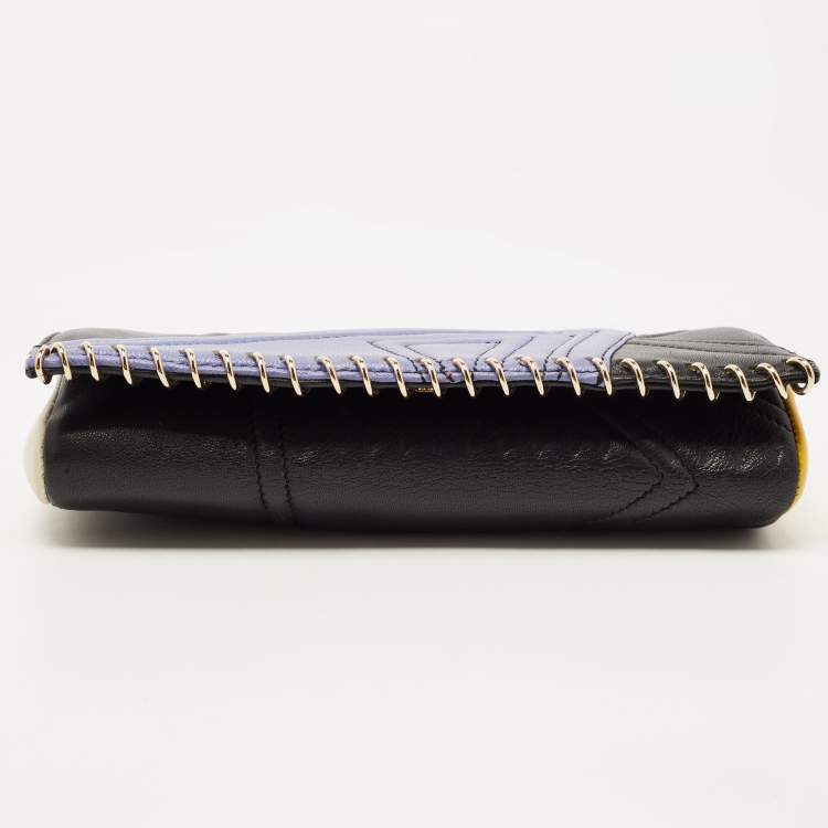 Pre Owned Christian Louboutin Multicolor Leather Spiral Detail Flap Clutch