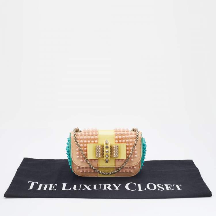 Pre Owned Christian Louboutin Multicolor Patent Leather Mini Spiked Sweet Charity Crossbody Bag