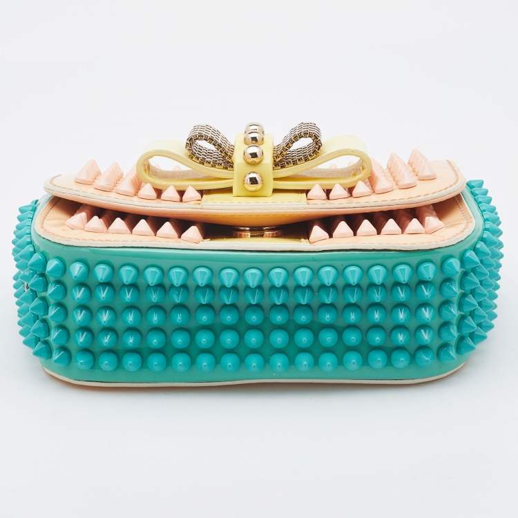 Pre Owned Christian Louboutin Multicolor Patent Leather Mini Spiked Sweet Charity Crossbody Bag
