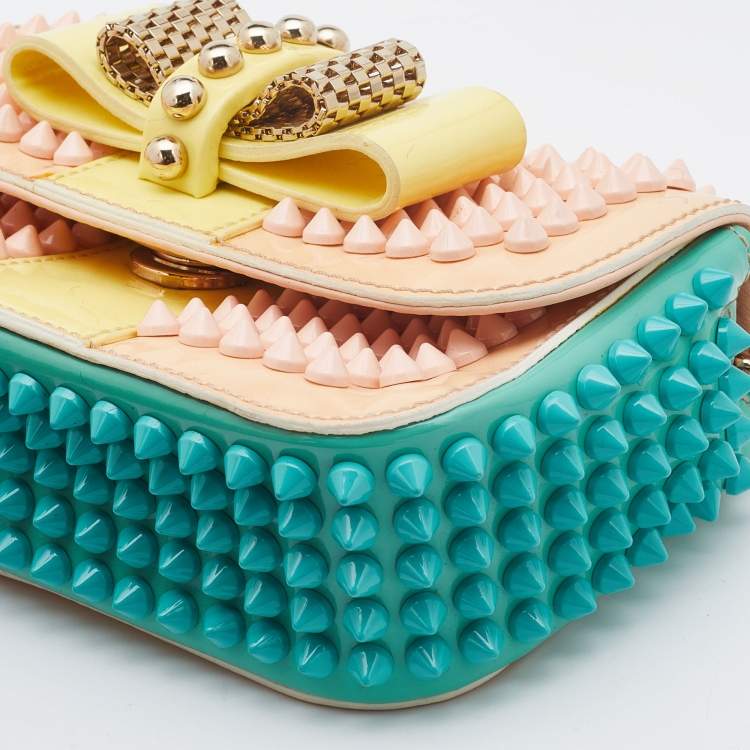 Pre Owned Christian Louboutin Multicolor Patent Leather Mini Spiked Sweet Charity Crossbody Bag