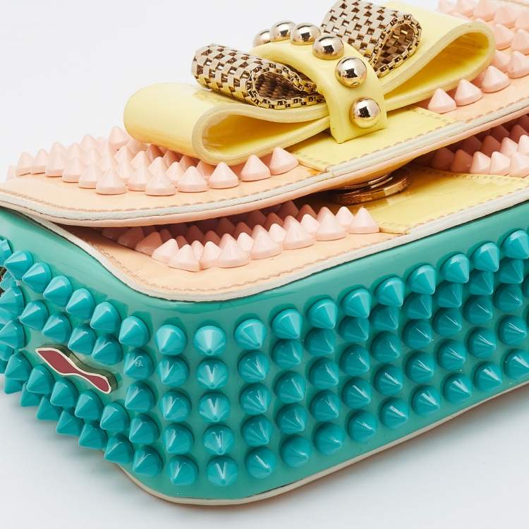 Pre Owned Christian Louboutin Multicolor Patent Leather Mini Spiked Sweet Charity Crossbody Bag