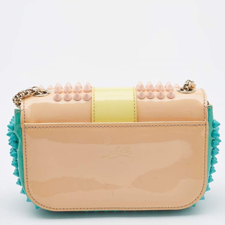 Pre Owned Christian Louboutin Multicolor Patent Leather Mini Spiked Sweet Charity Crossbody Bag