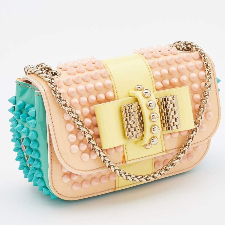 Pre Owned Christian Louboutin Multicolor Patent Leather Mini Spiked Sweet Charity Crossbody Bag