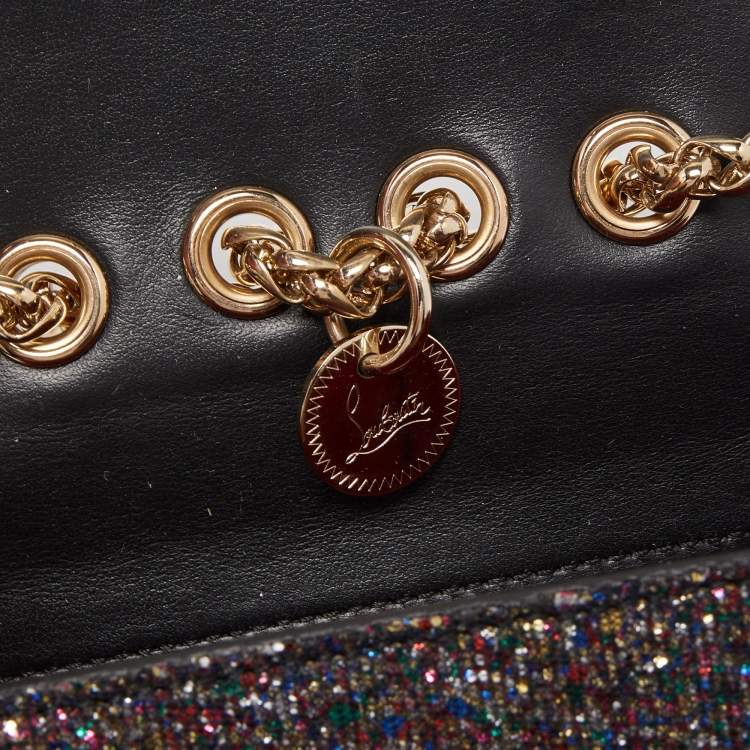 Pre Owned Christian Louboutin Multicolor Glitter and Leather Mini Spiked Sweet Charity Crossbody Bag