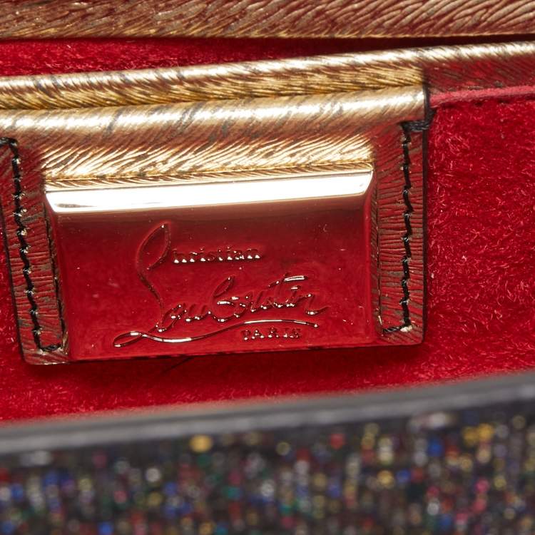 Pre Owned Christian Louboutin Multicolor Glitter and Leather Mini Spiked Sweet Charity Crossbody Bag